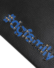 Svart läder #DGFAMILY utsmyckad kuvertväska