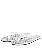 Black White Logo Beachwear Flats Slipper Shoes