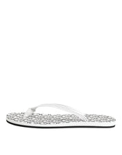 Black White Logo Beachwear Flats Slipper Shoes