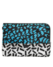 Multicolor Printed Nylon Logo Plaque Men Clutch Pouch Bag