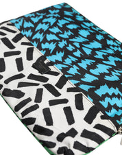 Multicolor Printed Nylon Logo Plaque Men Clutch Pouch Bag