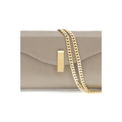 Beige Leather Clutch Bag