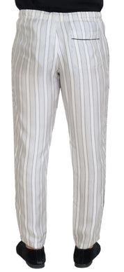 White Stripes Silk Lounge Trouser Pants