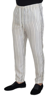 White Stripes Silk Lounge Trouser Pants