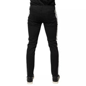 Black Tattered White Lining Skinny Denim Jeans