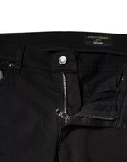 Black Tattered White Lining Skinny Denim Jeans