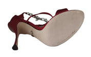 Red Satin Crystals Keira Sandals Heels Shoes