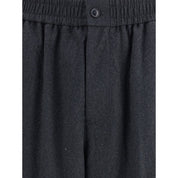 Gray Fleece Wool Casual Pants