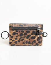 Leopard Print Leather Embossed Lanyard Card Holder Wallet