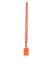 Orange Leather Logo Embossed Lanyard Card Holder Wallet