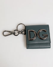 Dark Green Leather DG Logo Coin Purse Bag Charm Wallet