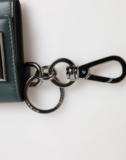 Dark Green Leather DG Logo Coin Purse Bag Charm Wallet