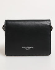Black Leather DG Logo Bifold Card Holder Men Borse Wallet