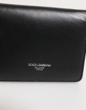 Black Leather DG Logo Bifold Card Holder Men Borse Wallet