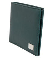 Green Leather DG Logo Engrave Bifold Card Holder Wallet
