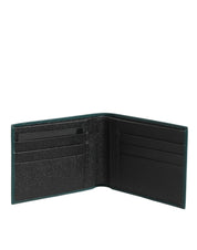 Green Leather DG Logo Engrave Bifold Card Holder Wallet