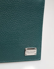 Green Leather DG Logo Plaque Bifold Card Holder Wallet
