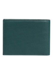 Green Leather DG Logo Plaque Bifold Card Holder Wallet