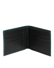 Green Leather DG Logo Plaque Bifold Card Holder Wallet