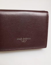 Leather Embossed Logo Trifold Men Card Holder Dark Brown