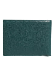 Green Leather DG Logo Plaque Bifold Men Card Holder Wallet