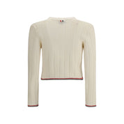 Ladder Full Needle Rib Stitch V Neck Car