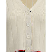 Ladder Full Needle Rib Stitch V Neck Car