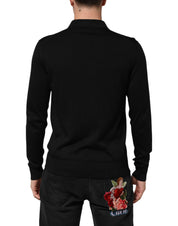 Black Silk Button Up Lightweight Sweater