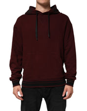 Burgundy Cotton Plaid Lined Men Hoodie Sweater