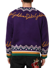 Purple Wool DG Logo Men Knit Pullover Sweater