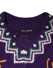 Purple Wool DG Logo Men Knit Pullover Sweater