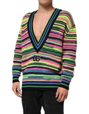 Multicolor DG Logo V-Neck Knit Pullover Sweater