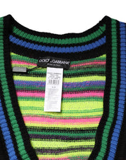 Multicolor DG Logo V-Neck Knit Pullover Sweater