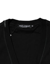 Black Cotton Button Up Men Cardigan Sweater