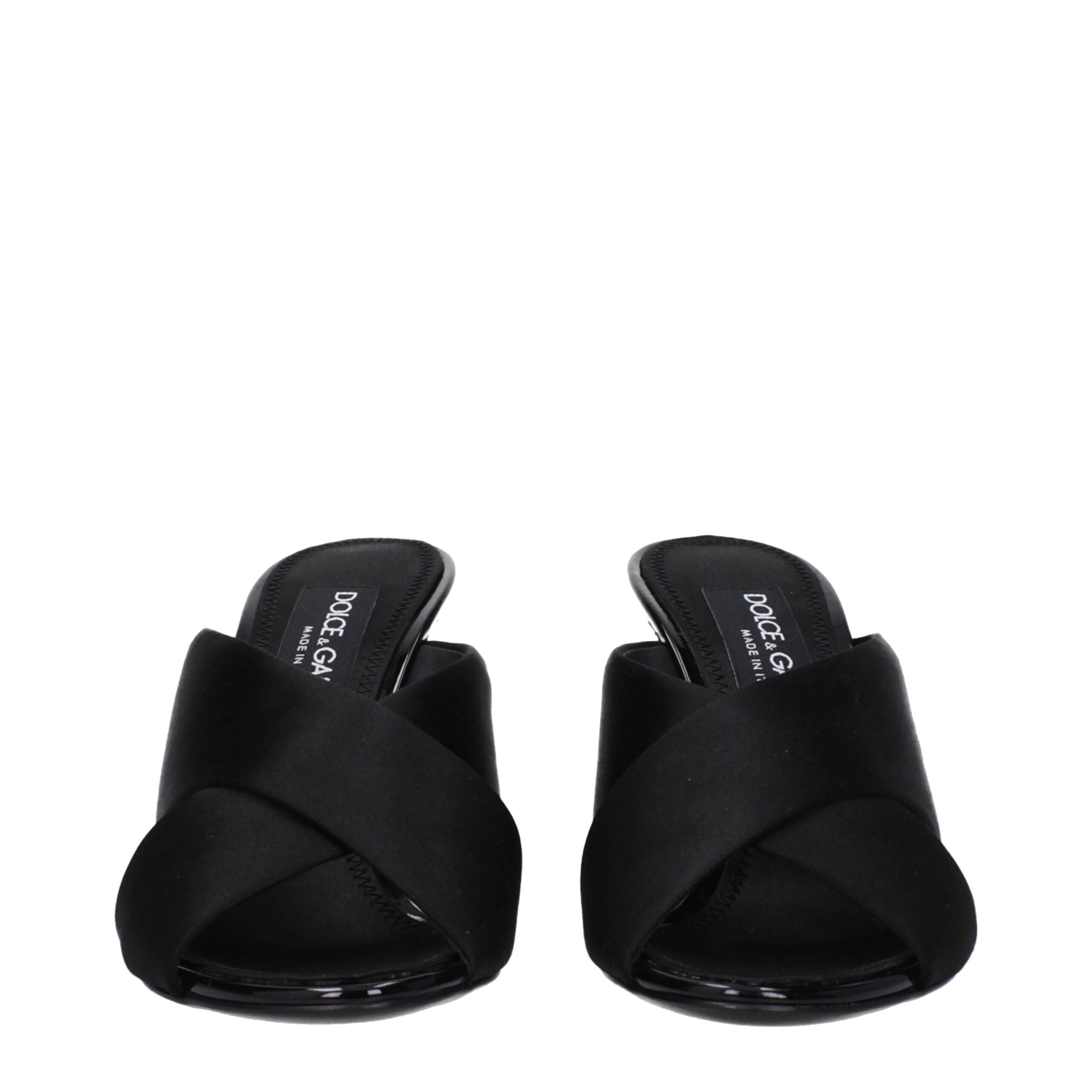 Svarta Satin Sandaler med Stilettklack - Dolce &amp; Gabbana