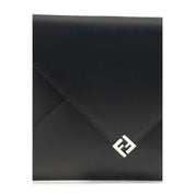 Black Leather Clutch Bag with Squared FF Pouch