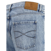 Light Blue Cotton Straight-Leg Jeans
