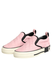 Dolce & Gabbana Pink Quilted Nylon Slip-On Sneakers