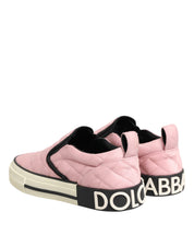 Dolce & Gabbana Pink Quilted Nylon Slip-On Sneakers