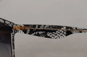 DG4190 Black Lace Acetate Crystal Round Sunglasses