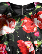 Black Floral Fiori Pittorici Mini Bodycon Dress
