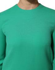Green Viscose Acetate Mini Long Sleeve Dress