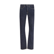 Blue Cotton Straight-Leg Jeans