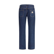 Blue Cotton Straight-Leg Jeans