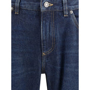 Blue Cotton Straight-Leg Jeans