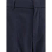 Blue Wool Casual Pants