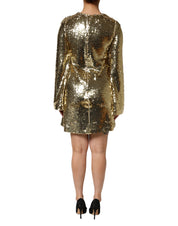 Gold Sequin Long Sleeve Mini Dress