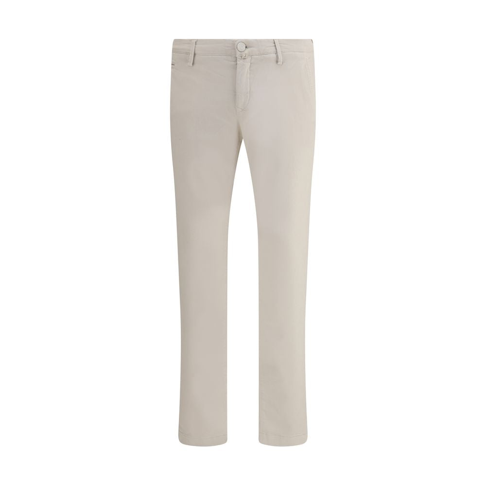 Beige Cotton Casual Pants