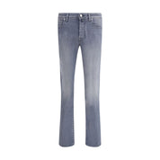 Gray Cotton Slim Fit Jeans