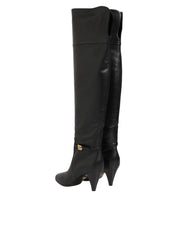 Black Leather Over-The-Knee DG Boots  Shoes